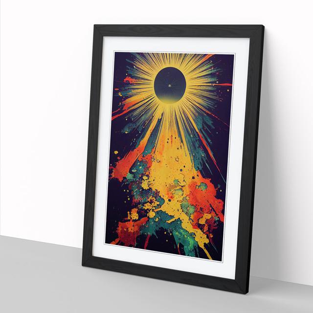 Sun Paint Splatter Vol.2 - Picture Frame Print Big Box Art Size: 34cm H x 25cm W x 2cm D, Frame Option: Oak on Productcaster.