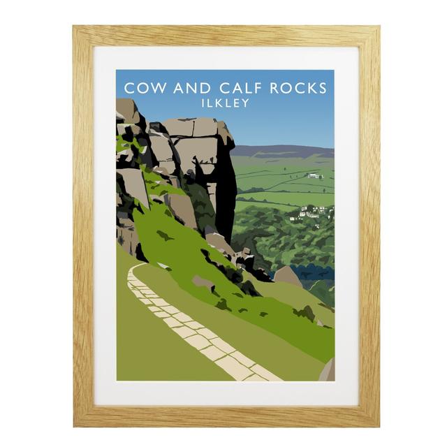 Cow and Calf Rocks by Richard O'Neil - Graphic Art Print on Paper East Urban Home Format: Oak Wood Frame, Size: 43.5 cm H x 33.5 cm W x 2.2 cm D on Productcaster.