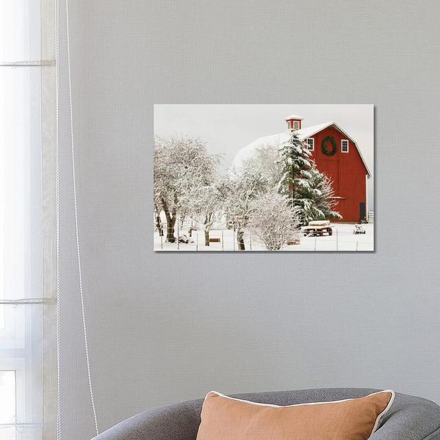 Festive Barn by Danita Delimont - Photograph Print on Canvas Union Rustic Size: 45.72cm H x 66.04cm W x 3.81cm D, Format: Wrapped Canvas on Productcaster.