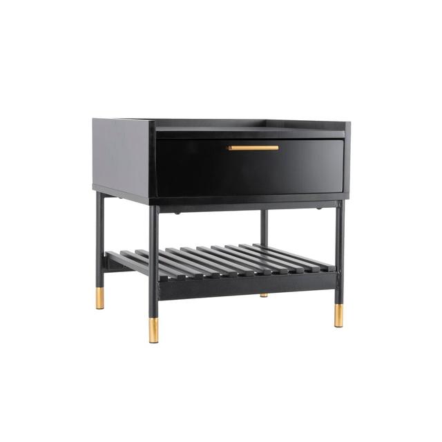 1 - Drawer Solid Wood Nightstand in Black Leitmotiv on Productcaster.