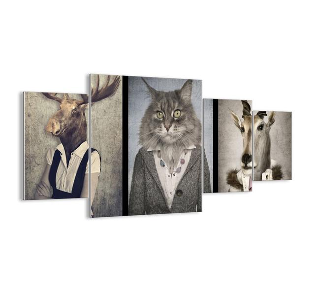 Fur Coats Are in Vogue Again - 4 Piece Unframed Graphic Art Print Set on Glass Happy Larry Size: 90cm H x 160cm W x 1.8cm D on Productcaster.