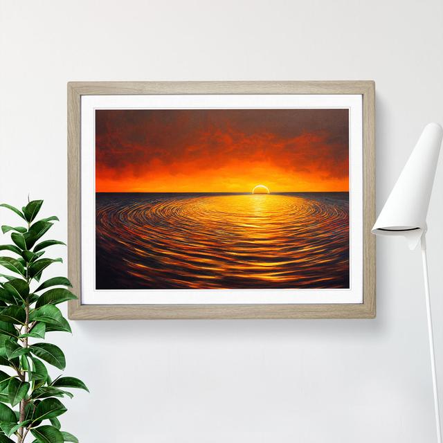 Fascinating Sunset Seascape House of Hampton Size: 25cm H x 34cm W x 2cm D, Frame Colour: Oak Framed on Productcaster.