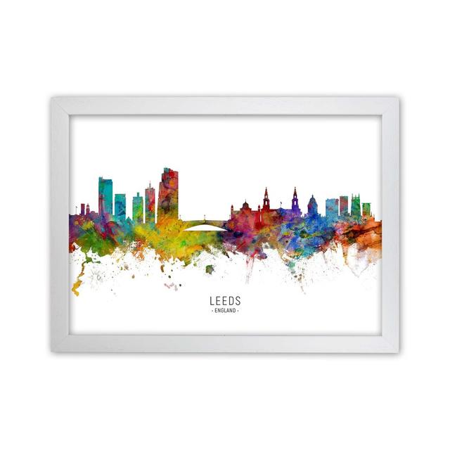 Leeds England Skyline by Michael Tompsett - Graphic Art Print Ebern Designs Format: White Framed, Size: 34cm H x 46cm W x 3cm D on Productcaster.