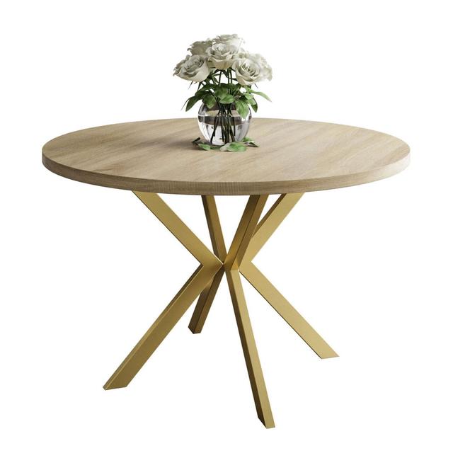 Alezia Round Dining Table Canora Grey Table Top Colour: Light Brown, Size: 76 H x 120 L x 196 W cm on Productcaster.