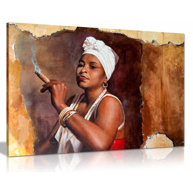 Cuban Woman With Cigar Brown Canvas Wall Art Picture Print Home Decor Fairmont Park Size: 20cm H x 31cm W on Productcaster.