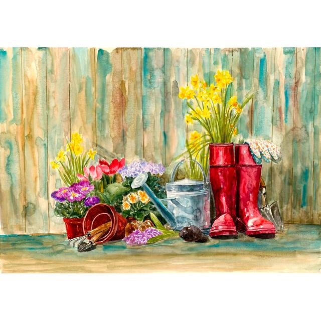 Gardening Scene - Wrapped Canvas Painting Print August Grove Size: 30cm H x 46cm W x 3.8cm D on Productcaster.