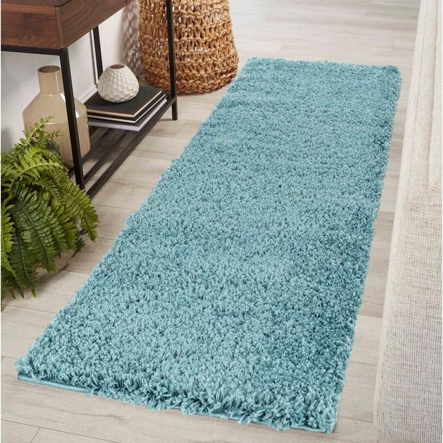 Chanice Shaggy Duck Egg Blue Rug Hashtag Home Rug Size: Runner 60 x 220cm on Productcaster.