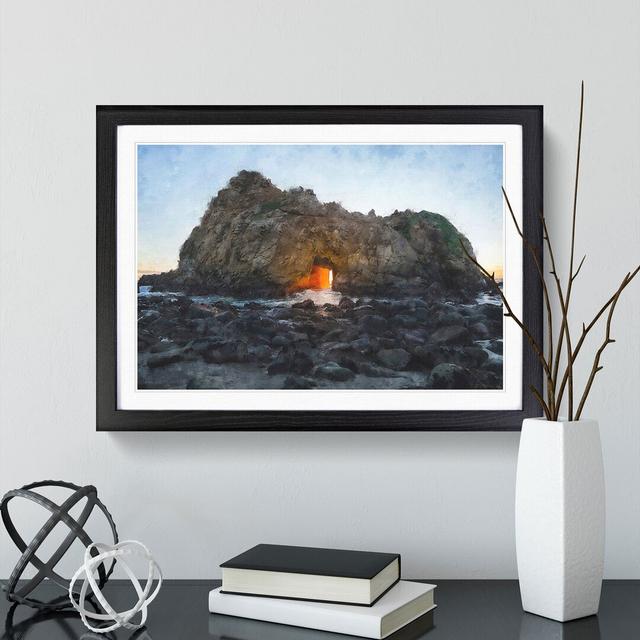 Sunset Through the Rock in California - Picture Frame Painting East Urban Home Size: 27cm H x 36cm W x 2cm D, Frame Option: Black Framed on Productcaster.