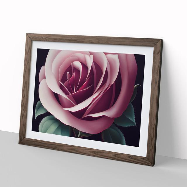 Flowing Rose Flower - Picture Frame Graphic Art ClassicLiving Frame Colour: Walnut Framed, Size: 34cm H x 46cm W x 2cm D on Productcaster.