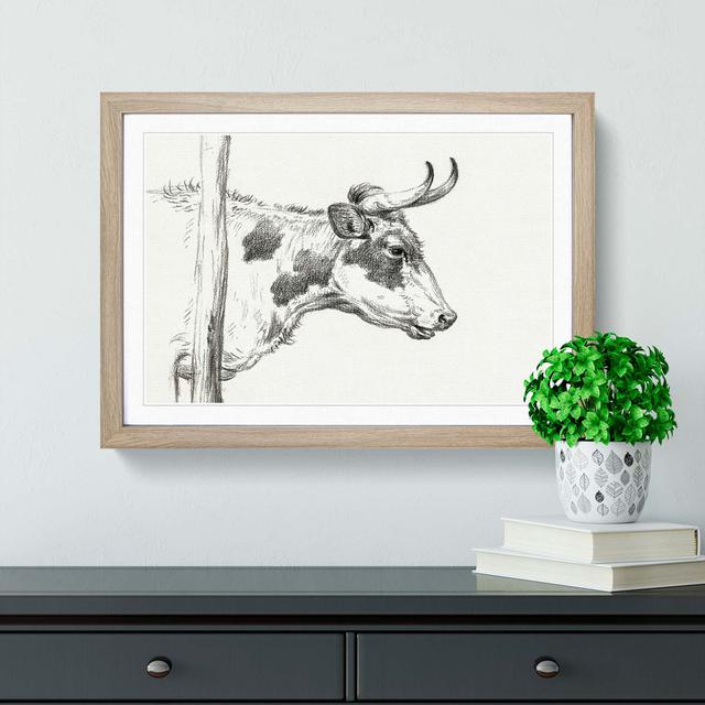 Horns of the Cow by Jean Bernard - Picture Frame Drawing Print East Urban Home Frame Option: Oak Framed, Size: 27cm H x 36cm W x 2cm D on Productcaster.