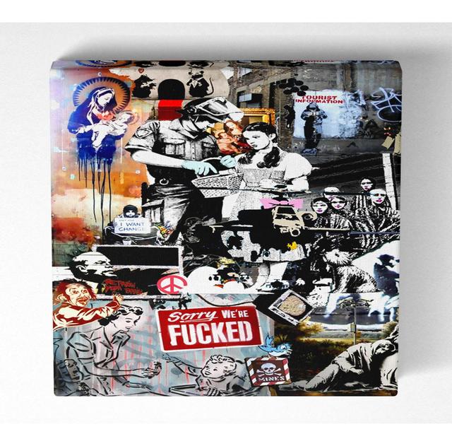 Kreitler Banksy Collage 2 - Kunstdrucke auf Leinwand ClassicLiving Größe: 101,6 cm H x 101,6 cm B x 10 cm T on Productcaster.