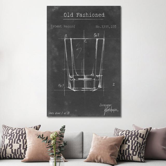 Barware Blueprint I by Ethan Harper - Print on Canvas East Urban Home Format: Wrapped Canvas, Size: 152.4cm H x 101.6cm W x 3.81cm D, Frame Option: Wr on Productcaster.