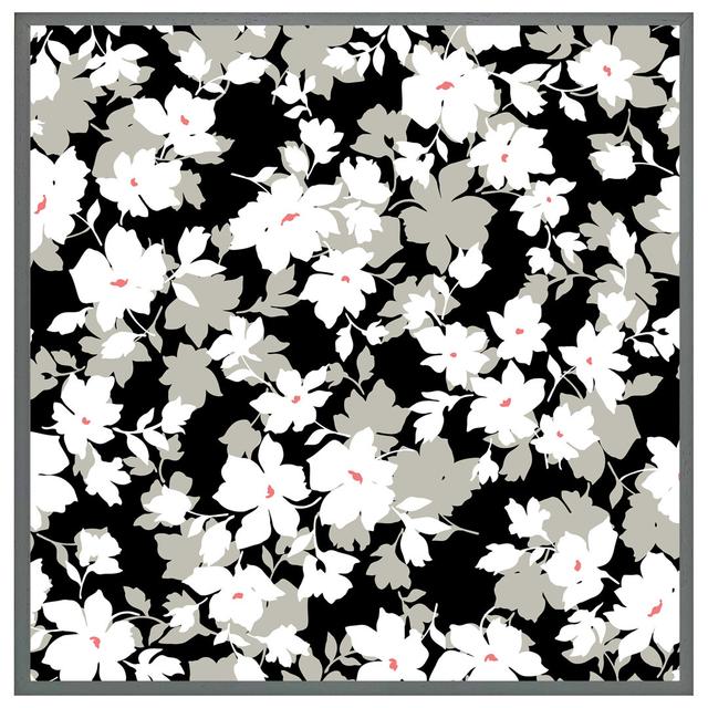 Ashantae Grey, White & Black Flowers - Single Picture Frame Print Metro Lane Size: 76cm H x 76cm W x 4cm D, Frame Colour: Grey Framed on Productcaster.