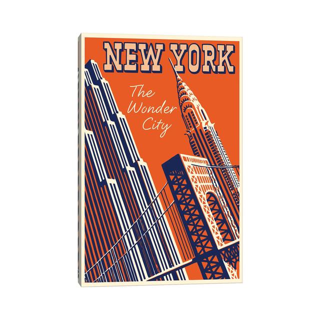 New York, the Wonder City by Vintage Apple Collection - Wrapped Canvas Graphic Art ClassicLiving Size: 66.04cm H x 45.72cm W x 3.81cm D on Productcaster.