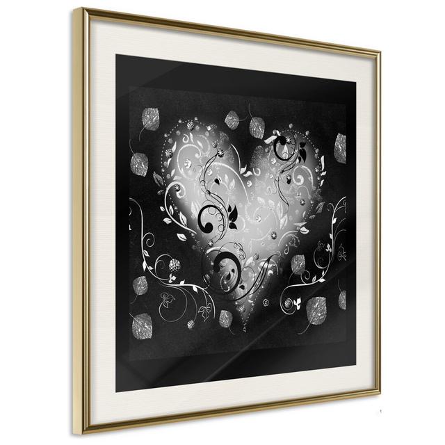 Ornamented Heart - Picture Frame Graphic Art Print on Paper Latitude Run Size: 50cm H x 50cm W x 1.5cm D, Frame Option: Golden Matte Framed on Productcaster.