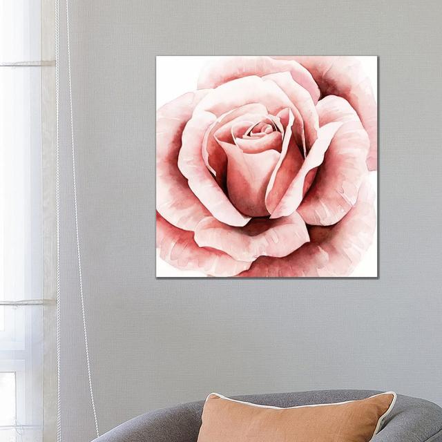 Pink Rose II by Grace Popp - Wrapped Canvas Painting Ophelia & Co. Size: 66.04cm H x 66.04cm W x 3.81cm D on Productcaster.