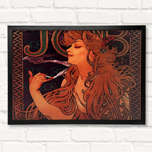 Job by Alphonse Mucha - Closed Corner Frame Art Prints on Wood Latitude Vive Size: 42cm H x 59.7cm W on Productcaster.