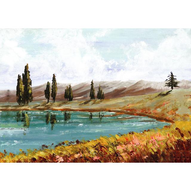 Flower Tree Lake - Wrapped Canvas Painting Print Union Rustic Size: 51cm H x 76cm W x 3.8cm D on Productcaster.