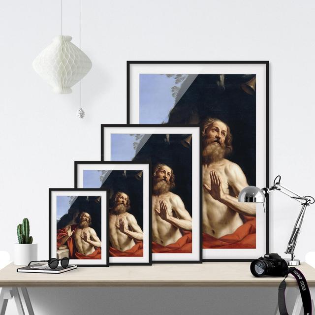 Saint Jerome by Guercino - Picture Frame Painting Print on Paper East Urban Home Size: 100 cm H x 70 cm W, Rahmenoptionen: Matt black on Productcaster.