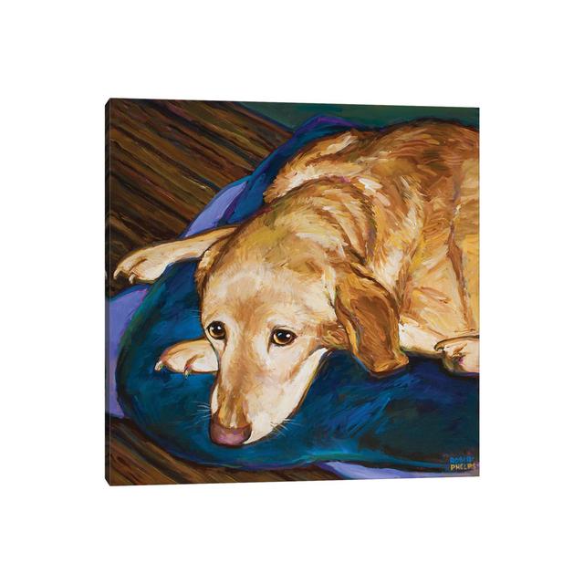 Napping Yellow Lab by Robert Phelps - Wrapped Canvas Painting Rosalind Wheeler Size: 93.98cm H x 93.98cm W x 3.81cm D on Productcaster.