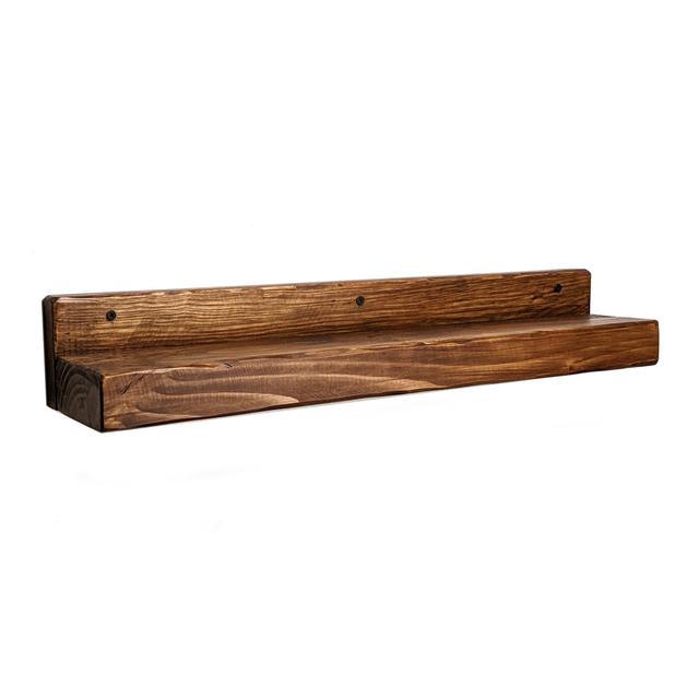 Handmade Wooden Shelf With Backboard 125Mm Medium Oak Alpen Home Size: 24cm H x 70cm W x 22cm D on Productcaster.