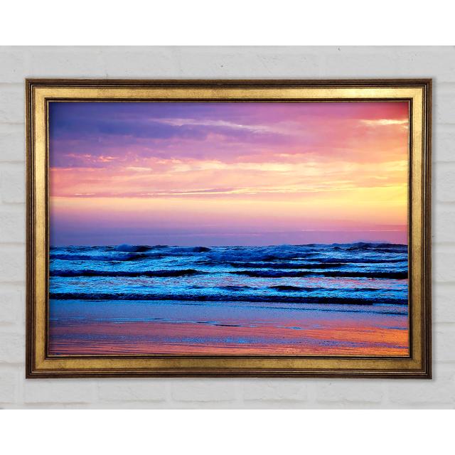 Stunning Blue Ocean Shores Framed Print House of Hampton Size: 42cm H x 59.7cm W x 1.5cm D, Format: Gold Framed Paper on Productcaster.