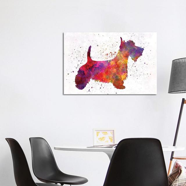 Scottish Terrier In Watercolour by Paul Rommer - Wrapped Canvas Painting Latitude Run Size: 66.04cm H x 101.6cm W x 1.91cm D on Productcaster.