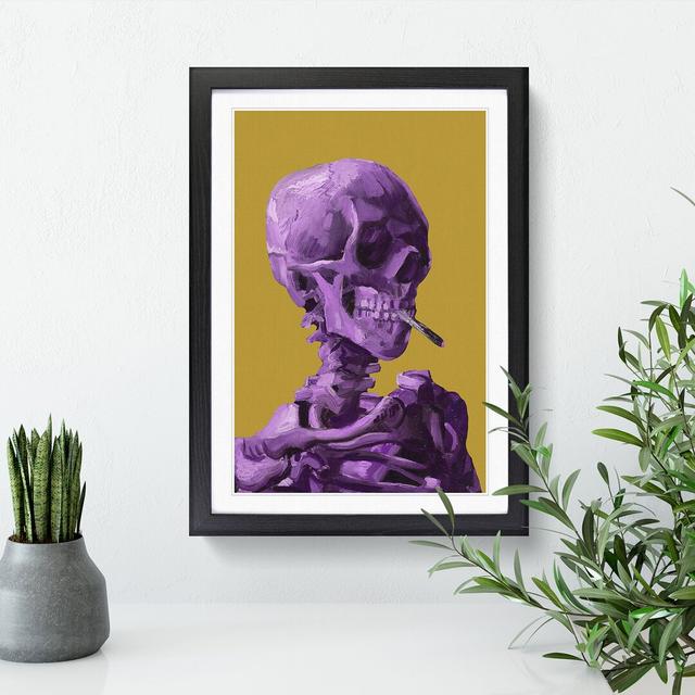 Purple Skull of a Skeleton with Cigarette by Vincent Van Gogh - Picture Frame Graphic Art on Wood East Urban Home Size: 65cm H x 48cm W x 2cm D, Frame on Productcaster.