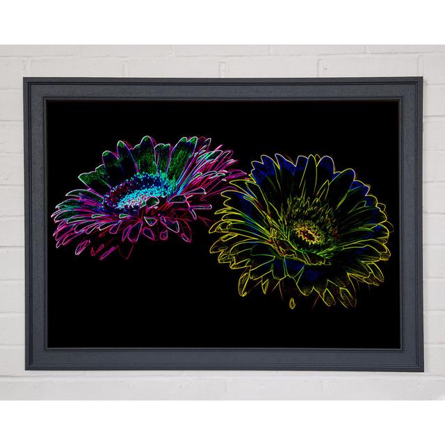 Abstract Neon Floral - Single Picture Frame Art Prints Ebern Designs Size: 59.7cm H x 84.1cm W on Productcaster.