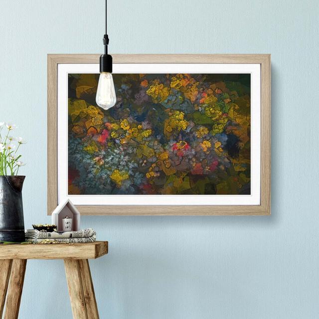 River Through an Autumn Forest in Abstract - Picture Frame Graphic Art Print East Urban Home Size: 60cm H x 91cm W x 2cm D, Frame Option: Oak on Productcaster.