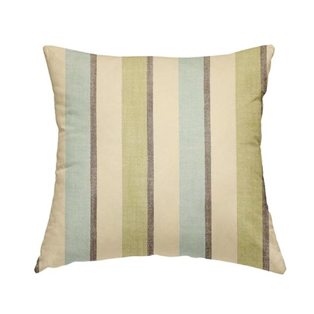 Chenille Fabric Striped Blue Brown Pattern Cushions Piped Finish Handmade To Order Highland Dunes Colour: Blue/Green on Productcaster.