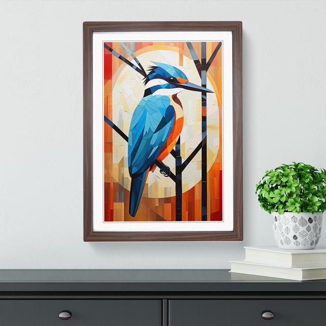 Kingfisher Constructivism - Single Picture Frame Print on Wood Marlow Home Co. Frame Colour: Walnut, Size: 46cm H x 34cm W x 2cm D on Productcaster.