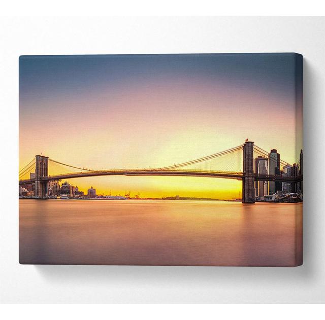 Nyc Bridge on the Sunrise - Wrapped Canvas Photograph 17 Stories Size: 35.6cm H x 50.8cm W on Productcaster.