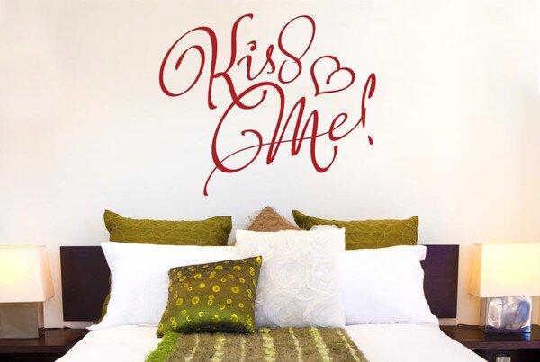 Kiss Me Handwritten Signature Wall Sticker East Urban Home Size: Large, Colour: Dark Red on Productcaster.