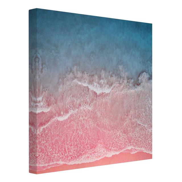 Ocean in Pink Squares 135113 Wall Art on Canvas Highland Dunes Size: 80cm H x 80cm W on Productcaster.