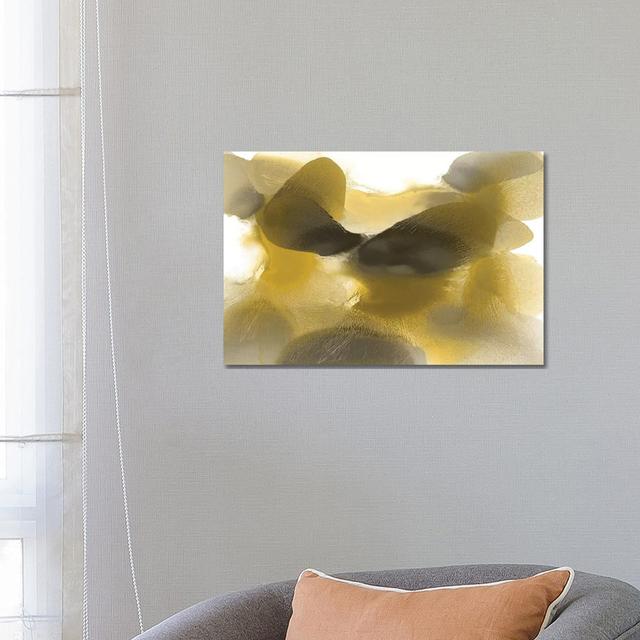 Free Form Gold on White by Hannah Carlson - Wrapped Canvas Painting Metro Lane Size: 45.72cm H x 66.04cm W x 1.91cm D on Productcaster.