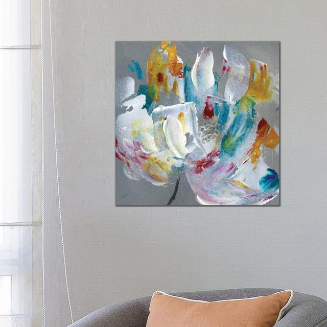 Tie Dye Flower by Katrina Craven - Wrapped Canvas Gallery-Wrapped Canvas Giclée Rosalind Wheeler Size: 66cm H x 66cm W x 1.9cm D on Productcaster.