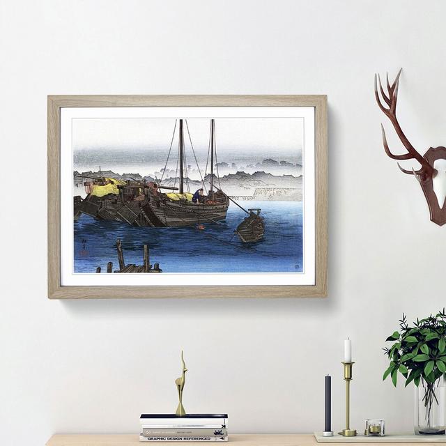 Ships and Boat by Takahashi Shotei - Picture Frame Painting Print East Urban Home Frame Option: Oak Framed, Size: 36cm H x 48cm W x 2cm D on Productcaster.