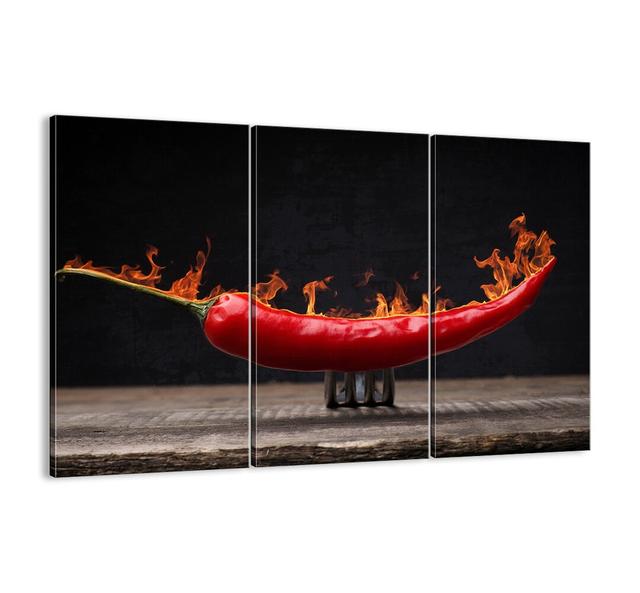 Fiery Appetizer - 3 Piece Unframed Photograph Print Set on Canvas Brayden Studio Size: 110cm H x 165cm W x 1.8cm D on Productcaster.