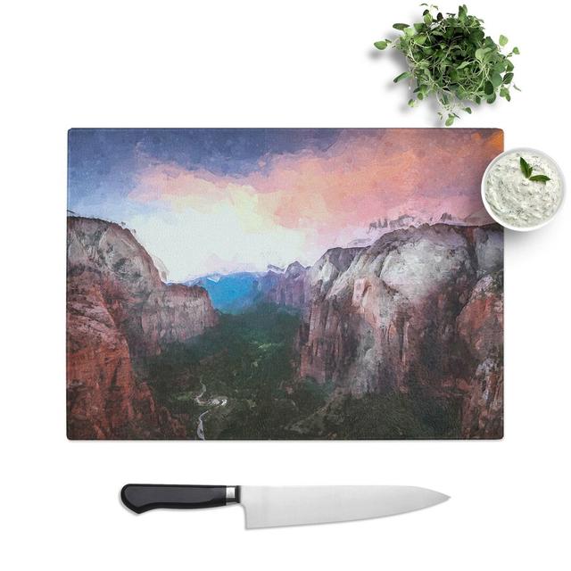 Tempered Glass View of Zion National Park in Utah in Abstract Cutting Board East Urban Home Size: 28.5 cm W x 20 cm L on Productcaster.