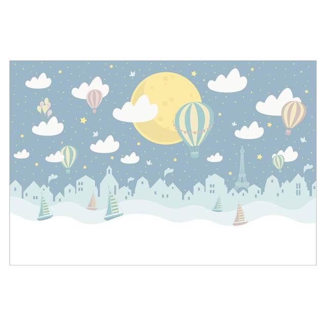 Paris with Stars and Hot Air Balloons 2.9m x 4.32m Textured Matte Peel & Stick Wall Mural East Urban Home Size: 320cm L x 480cm W on Productcaster.