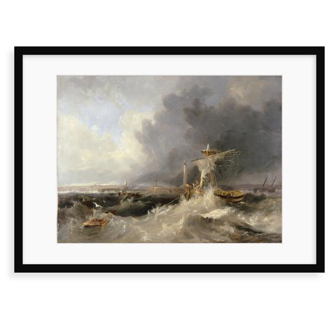 'Sunderland Old Pier And Lighthouse with Ryhope Church in Distance' Painting Breakwater Bay Size: 70 cm H x 100 cm W x 2.3 cm D, Format: Framed Paper on Productcaster.