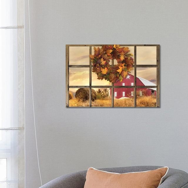 Fall Window View by Lori Deiter - Wrapped Canvas Print Brambly Cottage Size: 45.72cm H x 66.04cm W x 1.91cm D on Productcaster.