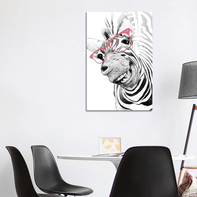 Zebra with Glasses - Wrapped Canvas Art Prints Happy Larry Size: 101.6cm H x 66.04cm W x 1.905cm D on Productcaster.