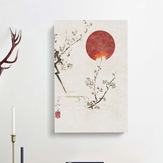 Sun And Plum Branches by Shibata Zeshin - Wrapped Canvas Painting East Urban Home Size: 50cm H x 35cm W x 3cm D on Productcaster.