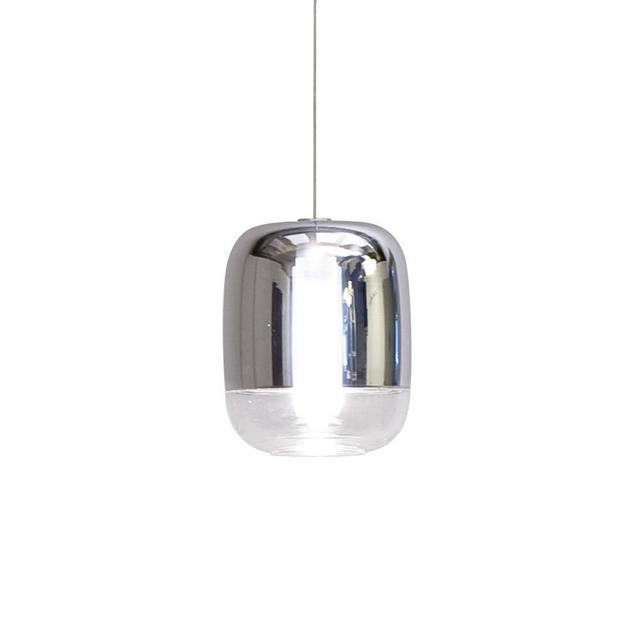 Gong 1 - Light Single Jar LED Pendant Prandina srl Size: 320.5cm H x 13.5cm W x 13.5cm D, Shade Colour: Silver on Productcaster.