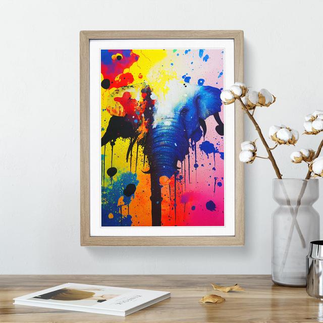 Elephant Paint Splash No.1 Abstract - Single Picture Frame Print Latitude Vive Frame Colour: Oak, Size: 64cm H x 46cm W x 2cm D on Productcaster.