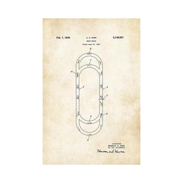 Auto Race Track (1939) by Patent77 - Wrapped Canvas Graphic Art Borough Wharf Size: 30.48cm H x 20.32cm W x 1.91cm D on Productcaster.