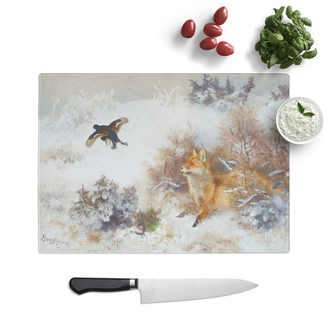 Fox and Grouse by Bruno Liljefors Chopping Board East Urban Home Size: 0.4cm H x 20cm W x 28.5cm L on Productcaster.