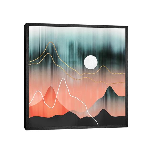 'Mountainscape II' - Floater Frame Graphic Art Print on Canvas Ebern Designs Frame Option: Black Framed, Size: 93.98cm H x 93.98cm W x 3.81cm D on Productcaster.